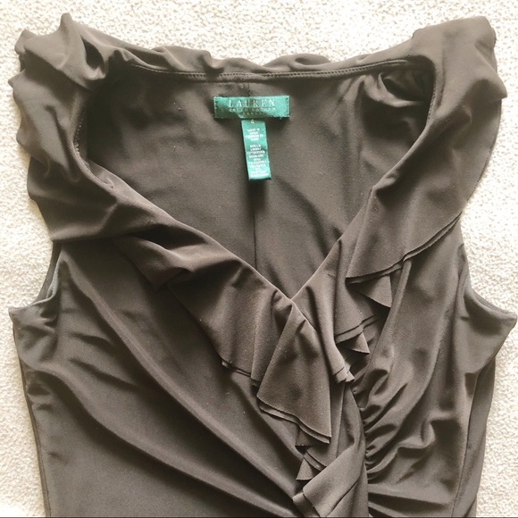 LAUREN RALPH LAUREN ruffle midi dress brown - Picture 4 of 4